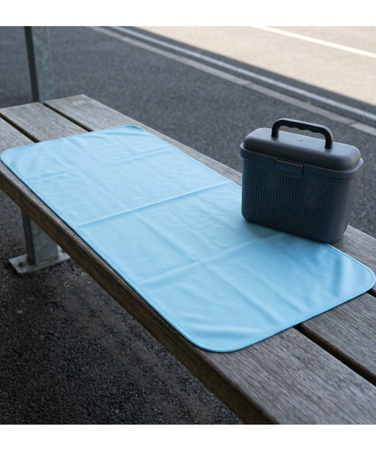Zrvos PVA Sports Towel 80 x 30 cm with Ventilated Case Ice Blue - Lifestyle view